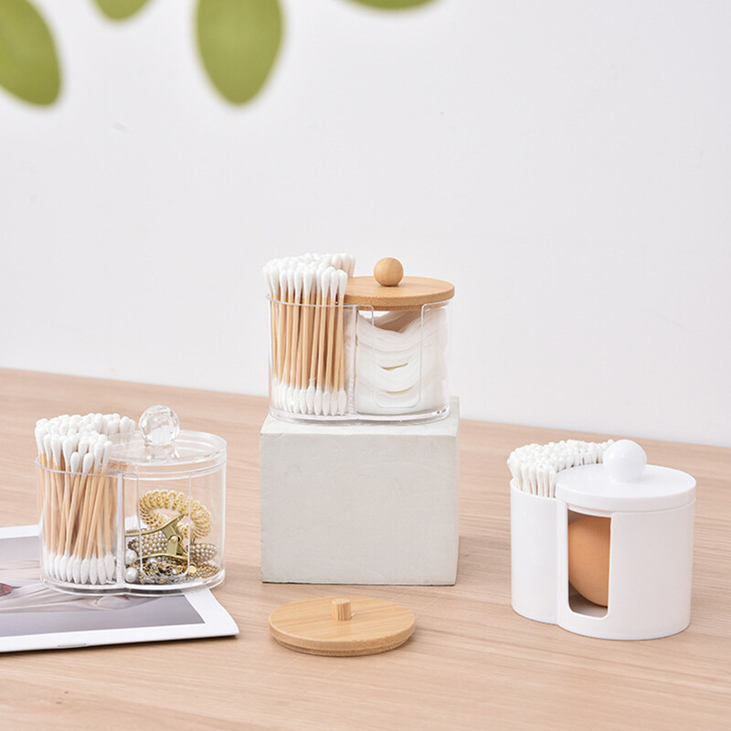 Βαμβακερό στρογγυλό μαξιλαράκι Powder Puff Storage Box Home Βαμβακερή μπατονέτα Κουτί μακιγιάζ Αδιάβροχο φορητό, ανθεκτικό βάζο μπάνιου