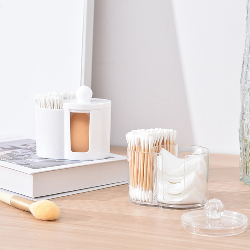 Βαμβακερό στρογγυλό μαξιλαράκι Powder Puff Storage Box Home Βαμβακερή μπατονέτα Κουτί μακιγιάζ Αδιάβροχο φορητό, ανθεκτικό βάζο μπάνιου