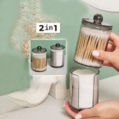 Qtip Hoidja jaotur vatipadjadega Purk Virnastatav Vannitoalett Akrüül Organisaator Hoiukast Vatipall Vatipulk