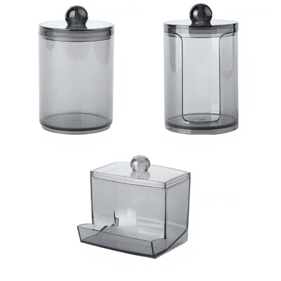 Qtip Hoidja jaotur vatipadjadega Purk Virnastatav Vannitoalett Akrüül Organisaator Hoiukast Vatipall Vatipulk