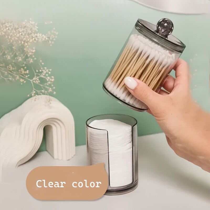 Qtip Hoidja jaotur vatipadjadega Purk Virnastatav Vannitoalett Akrüül Organisaator Hoiukast Vatipall Vatipulk