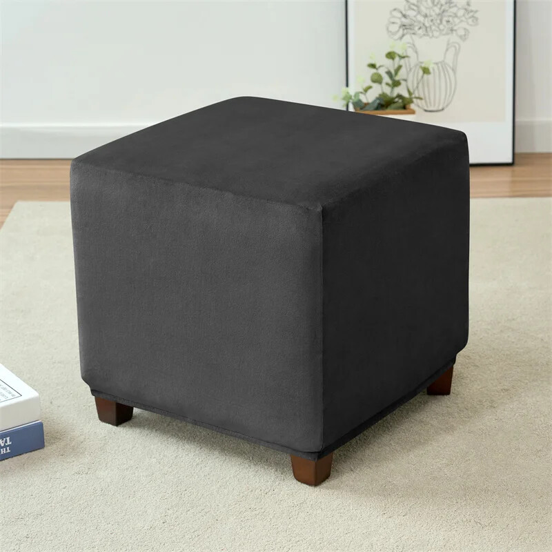 Βελούδινο κάλυμμα οθωμανικό ελαστικό τετράγωνο ορθογώνιο κάλυμμα υποπόδιου All-inclusive μασίφ μασίφ σκαμπό ποδιών καναπέ Καλύμματα για σαλόνι