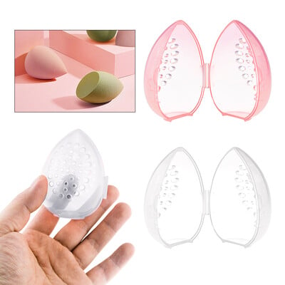 Beauty Cosmetic Sponge Säilituskarp jumestuspuuder Puhv Tühi munakujuline raam läbipaistev Puff Dry Case meigikorraldaja hoidikud