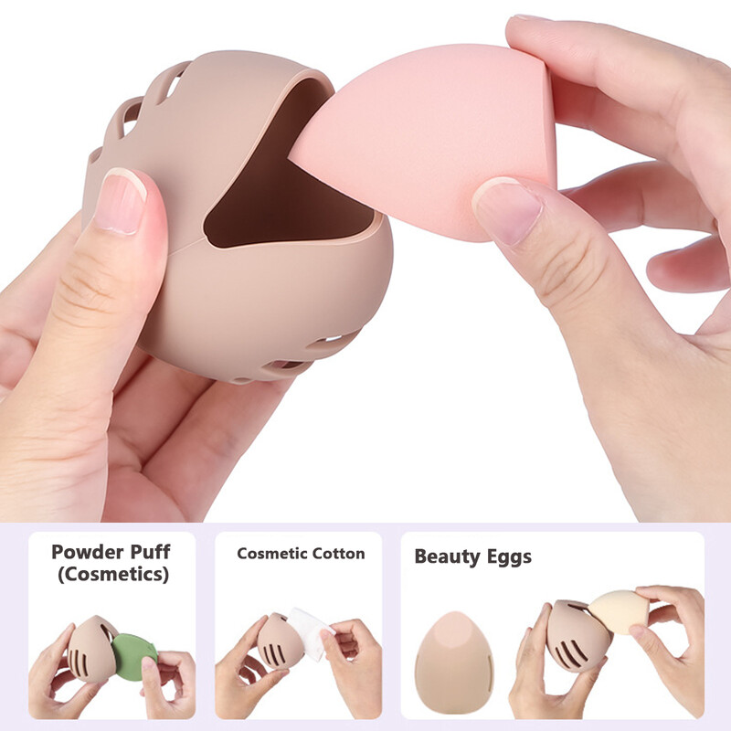 Silicone Beauty Egg Organizer Single Pack, Soft Breathable Powder Puff Dust Cover