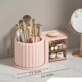 Makeup Storage Organizer Θήκη βιτρίνας καλλυντικών με θήκη πινέλου Desk Organizer for Vanity Cosmetic Storage Box Θήκη κραγιόν