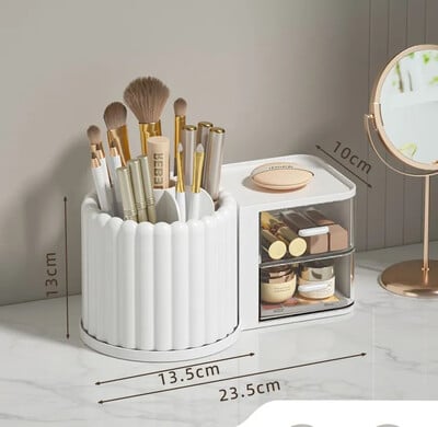 Makeup Storage Organizer Θήκη βιτρίνας καλλυντικών με θήκη πινέλου Desk Organizer for Vanity Cosmetic Storage Box Θήκη κραγιόν