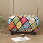 Υφασμάτινα τετράγωνα οθωμανικά καλύμματα τεντωμένο κάλυμμα υποπόδιο Πάγκος αποθήκευσης σκαμπό Κάλυμμα πλενόμενο προστατευτικό επίπλων