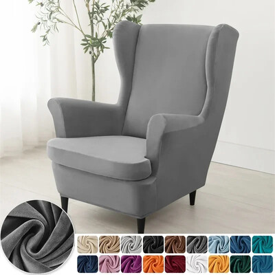 Velvet Stretch Wingback Chair Covers Κάλυμμα πολυθρόνας φτερών με καλύμματα μαξιλαριού καθίσματος Ελαστικά Slipcovers καναπέ Pokrowce Na Fotele