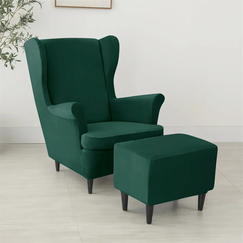Velvet Stretch Wingback tooli katted Tiib tugitooli kate koos istmepadja katetega elastsed diivani katted Pokrowce Na Fotele