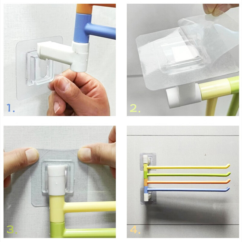 Περιστρεφόμενες μπάρες πετσετών πολλαπλών ράβδων χωρίς διάτρηση Βάση για πετσέτες στον τοίχο Πολυχρηστική βάση αποθήκευσης Αξεσουάρ κουζίνας σπιτιού για μπάνιο