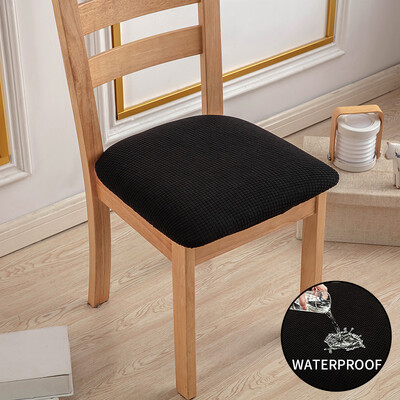 1 ΤΕΜ. Αδιάβροχο κάλυμμα καρέκλας τραπεζαρίας Καλύμματα καθισμάτων ζακάρ μονόχρωμο αφαιρούμενα ελαστικά καλύμματα μαξιλαριών για το σπίτι του ξενοδοχείου