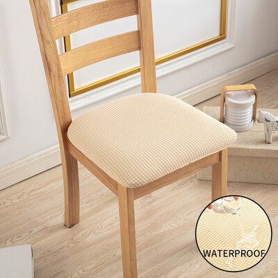 1 ΤΕΜ. Αδιάβροχο κάλυμμα καρέκλας τραπεζαρίας Καλύμματα καθισμάτων ζακάρ μονόχρωμο αφαιρούμενα ελαστικά καλύμματα μαξιλαριών για το σπίτι του ξενοδοχείου