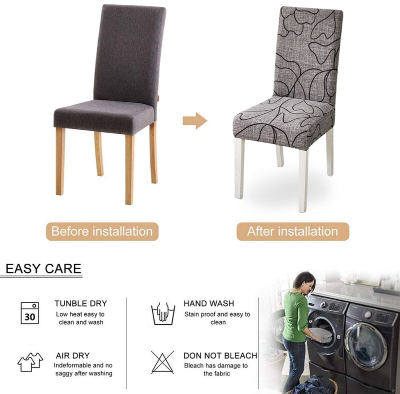 Τυπωμένο Κάλυμμα Καρέκλας Ελαστικό Κάλυμμα Καθίσματος Κουζίνας Stretch Spandex Καλύμματα Καρέκλας Τραπεζαρίας Δείπνο Ξενοδοχείου Γάμου Πλενόμενο 1τμχ