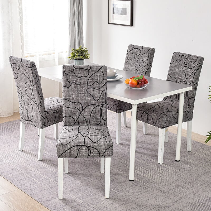 Τυπωμένο Κάλυμμα Καρέκλας Ελαστικό Κάλυμμα Καθίσματος Κουζίνας Stretch Spandex Καλύμματα Καρέκλας Τραπεζαρίας Δείπνο Ξενοδοχείου Γάμου Πλενόμενο 1τμχ