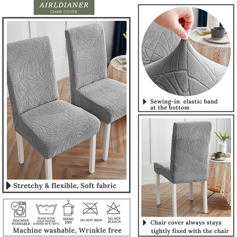 Jacquard αδιάβροχο κάλυμμα καρέκλας Μονόχρωμο κάλυμμα καθίσματος καρέκλας Slipcover Spandex Προστατευτικό καρέκλας Κουζίνα Τραπεζαρία σπιτιού Εστιατόριο 1 ΤΕΜ.