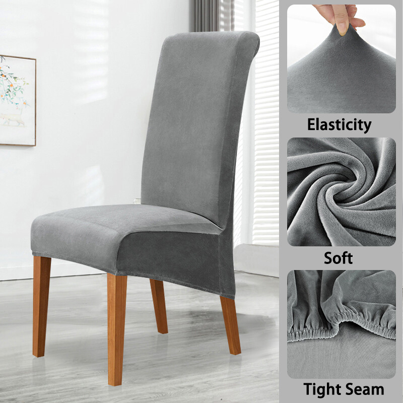 Βελούδινο κάλυμμα καρέκλας Stretch Κάλυμμα καρέκλας τραπεζαρίας Χειμώνας Ζεστό μακρύ κάλυμμα καρέκλας πλάτης Πλένεται για κουζίνα σπίτι Γάμος Ξενοδοχείου 1 τμχ