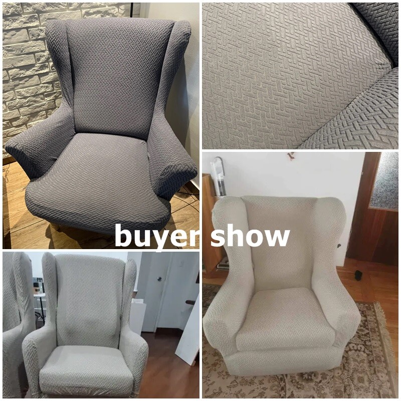 Stretch κάλυμμα καρέκλας φτερού Jacquard Καλύμματα καναπέ με πλάτη φτερού Ελαστικό κάλυμμα πολυθρόνας Spandex με προστατευτικό επίπλων με κάλυμμα μαξιλαριού