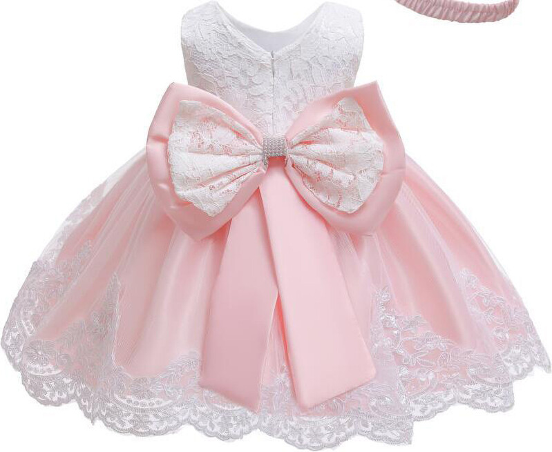 Piiriülene väliskaubandus üheaastane kleit seelik beebitüdrukutele pits-lillega lint Printsessi kleidi vibu tarvikute komplekt