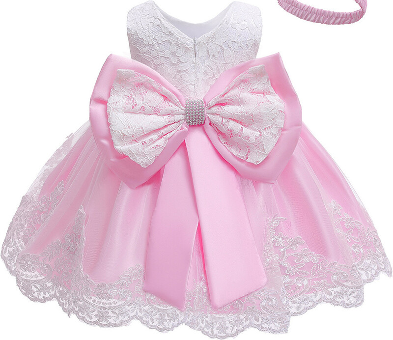 Piiriülene väliskaubandus üheaastane kleit seelik beebitüdrukutele pits-lillega lint Printsessi kleidi vibu tarvikute komplekt