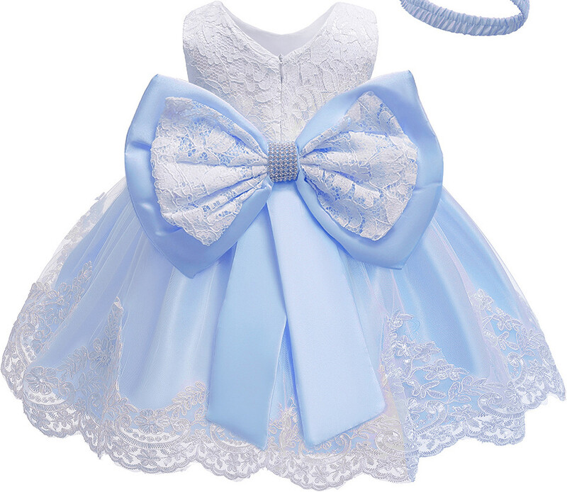 Piiriülene väliskaubandus üheaastane kleit seelik beebitüdrukutele pits-lillega lint Printsessi kleidi vibu tarvikute komplekt