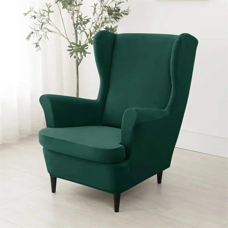Βελούδινα καλύμματα καρέκλας φτερών Stretch Wingback κάλυμμα πολυθρόνας με κάλυμμα μαξιλαριού καθίσματος Ελαστικό μονόχρωμο κάλυμμα καρέκλας καναπέ