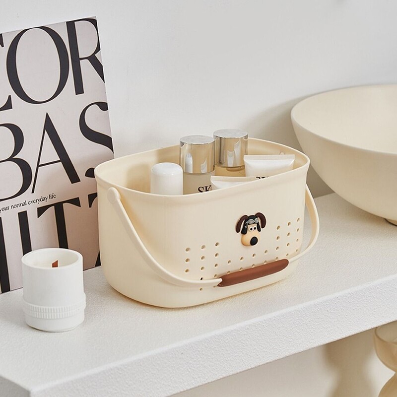 Πλαστικό καλάθι αποθήκευσης με λαβές Κοίλο καλάθι ντους με τρύπες Καλάθι τσάντα περιποίησης μπάνιου