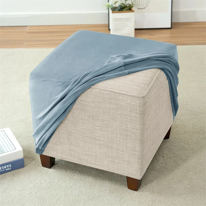 1 τμχ Οθωμανικό κάλυμμα Τετράγωνο ελαστικό βελούδινο κάλυμμα οθωμανικό χοντρό υποπόδιο Κάλυμμα ποδιών Πλενόμενο κάλυμμα σκαμπώ ποδιών Σαλόνι