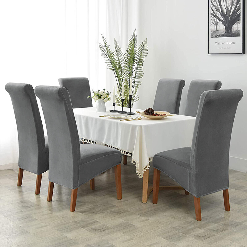 LELLEN 1tk Velvet söögitooli kate Elastne ülipehme tooli katted kõrge seljaga ühevärviline XL suurus Tooli katted pulmadeks