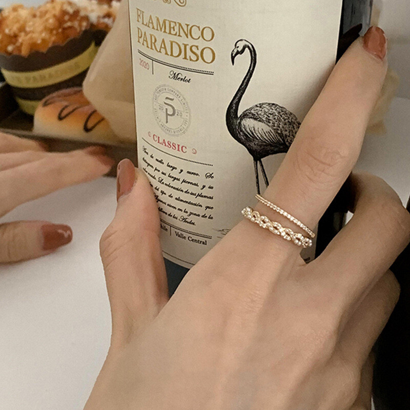 Retro kerge luksuspärli kahekihiline avatud rõngas, naiste disain, nišš, temperament, lihtne ja mitmekülgne, osutirõngas, tipptasemel mõistus