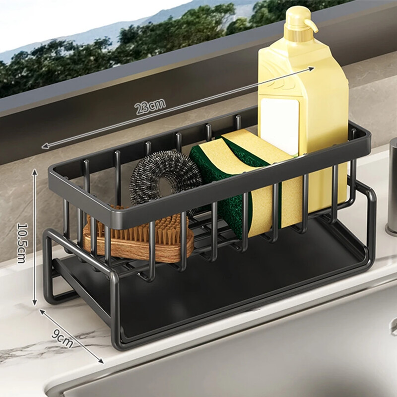 Σχάρα αποστράγγισης νεροχύτη κουζίνας από ανοξείδωτο χάλυβα Θήκη βρύσης Σφουγγάρι Αποθήκευση Σαπουνιού Αποστράγγιση Πετσέτα Ράφι Ατζέντα Αξεσουάρ κουζίνας