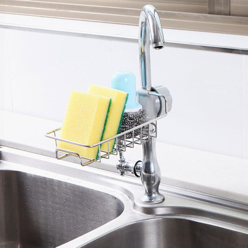 Roostevabast terasest kraaniriiuli riputatav tühjendusrest köögivalamu vannitoa jaoks mõeldud kraanikausihoidiku hoiustamisrest käsnaseebi hoidmiseks