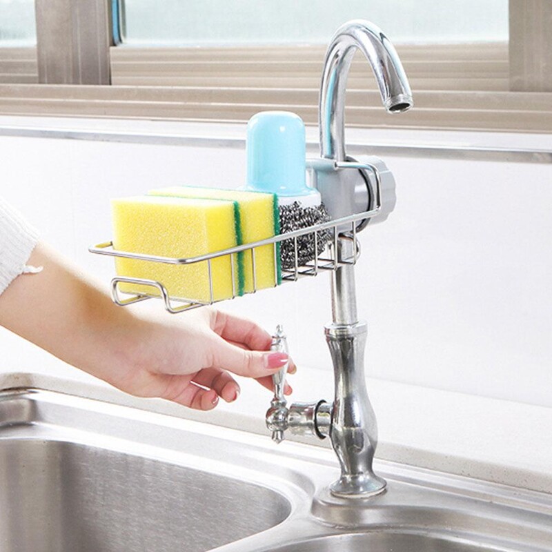 Roostevabast terasest kraaniriiuli riputatav tühjendusrest köögivalamu vannitoa jaoks mõeldud kraanikausihoidiku hoiustamisrest käsnaseebi hoidmiseks