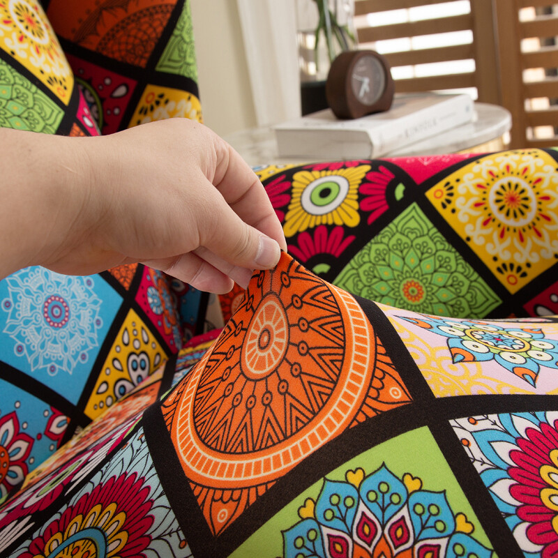 Otisnuta Wing navlaka za stolicu Rastezljivi spandex Wingback navlake za sofe Uklonjive navlake za fotelju s navlakom za sjedalo