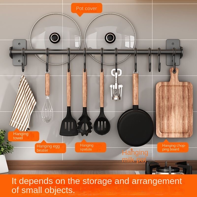 Σχάρες σκευών κουζίνας Κατσαρόλες και τηγάνια Κρεμαστό ράφι τοίχου Επιτοίχιο καπάκι από ανοξείδωτο χάλυβα Κρεμάστρα μαγειρικών σκευών Συρόμενοι γάντζοι για κουτάλι