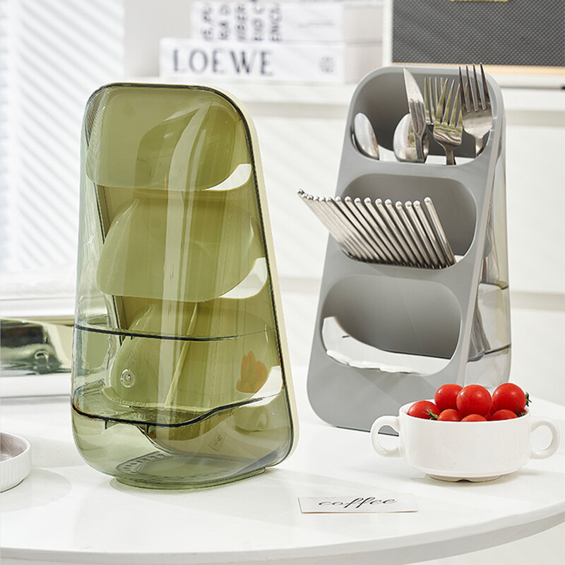 Βάση κουτιού αποθήκευσης Chopsticks Δοχείο πιρούνι κουταλιών 3 στρώσεων Σχάρα αποστράγγισης σκευών κουζίνας Βάση στεγνώματος