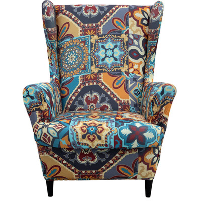 Stretch Wingback Sofa Slipcover Lilleprinteriga Tugitoolikaitse Diivani Tiibtooli katted Kaldus käega Kingi seljatoe katted