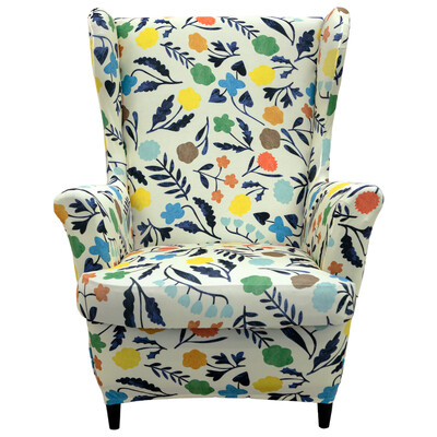 Stretch Wingback Sofa Slipcover Lilleprinteriga Tugitoolikaitse Diivani Tiibtooli katted Kaldus käega Kingi seljatoe katted