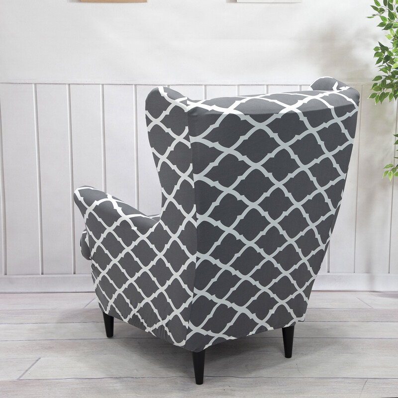 Stretch Wingback Sofa Slipcover Lilleprinteriga Tugitoolikaitse Diivani Tiibtooli katted Kaldus käega Kingi seljatoe katted
