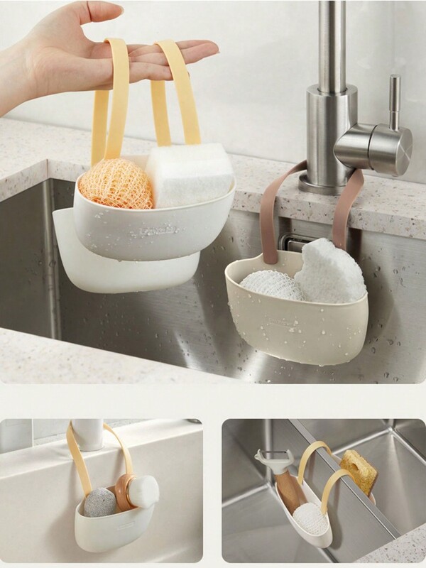 Βρύση νεροχύτη κουζίνας Ράφι αποθήκευσης ράφι κρεμαστό καλάθι αποστράγγισης σαπούνι Σαπούνι ράφι με σφουγγάρι Θήκη μπάνιου Αξεσουάρ κουζίνας