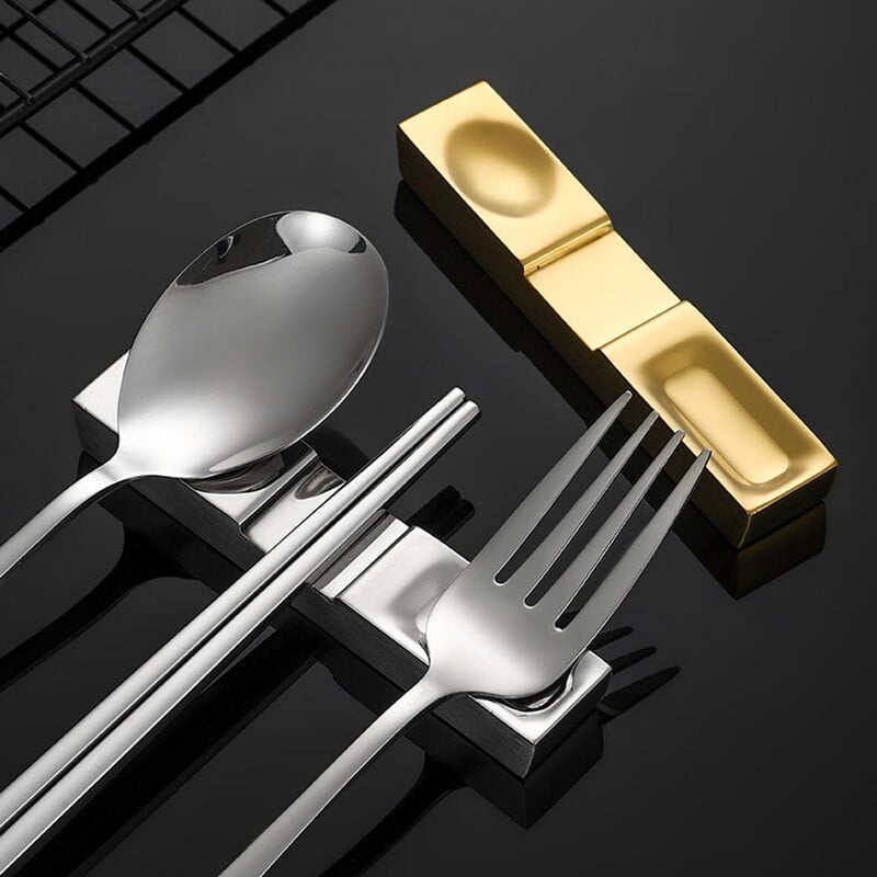 Поставка за пръчици за хранене Groove Design Огледало Полиран държач за вилица Поставка за прибори за хранене Поставка за лъжица за вечеря от неръждаема стомана в китайски стил