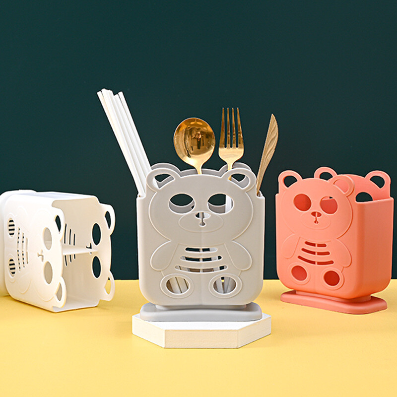 Creative Panda Клетка за пръчици за хранене Нож в европейски стил Вилица Лъжица Държач за съхранение Стоящи прибори Стойки за оттичане Кухненски органайзер Кутия