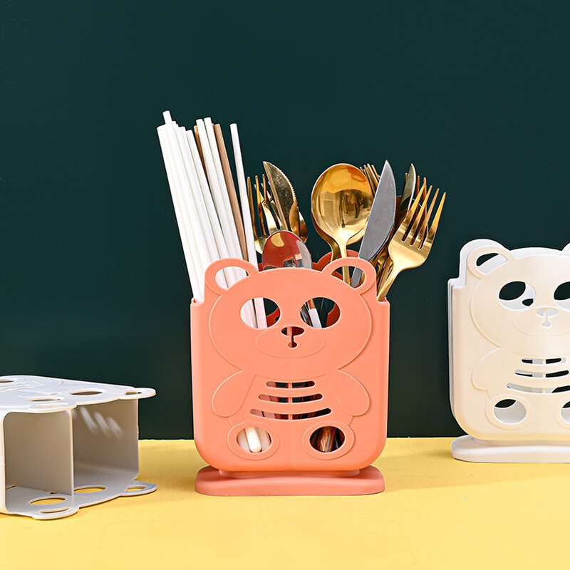 Creative Panda Клетка за пръчици за хранене Нож в европейски стил Вилица Лъжица Държач за съхранение Стоящи прибори Стойки за оттичане Кухненски органайзер Кутия