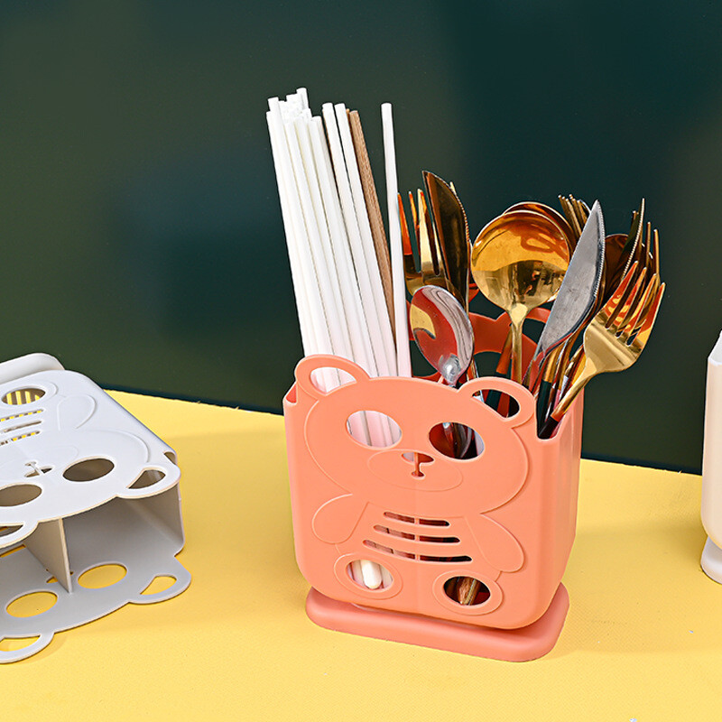 Creative Panda Клетка за пръчици за хранене Нож в европейски стил Вилица Лъжица Държач за съхранение Стоящи прибори Стойки за оттичане Кухненски органайзер Кутия