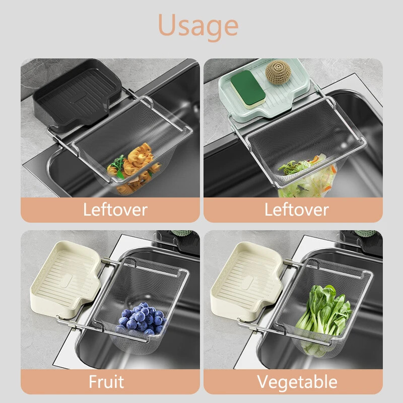 Köögivalamu filter Spoon äravoolukorv Prügifilter riiul sõel Ülejäänud valamu riputusrest Multifunktsionaalne äravoolukorv