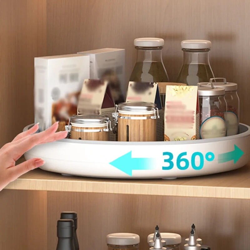 Πολυλειτουργικός περιστρεφόμενος δίσκος καρυκευμάτων κουζίνας, κυκλική σχάρα αποθήκευσης, χώρος αποθήκευσης και φινιρίσματος πικάπ