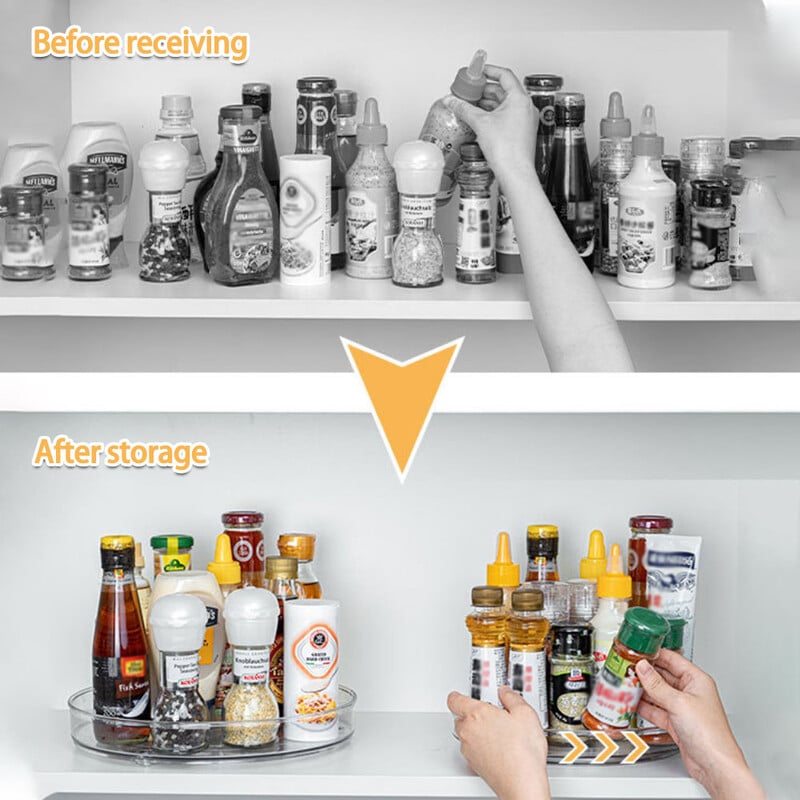 360° pöörlevad hoiualused Köögikapp Spice Pöördlaud Multifunktsionaalne Vannitoa Meik Selge Organiseerija Köögitarvikud
