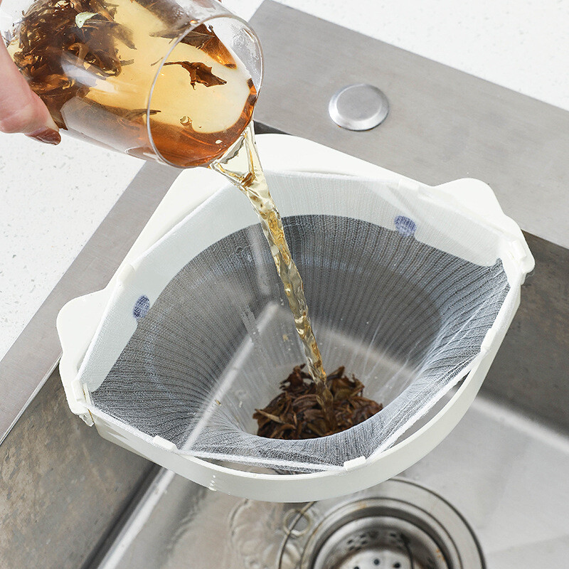 Мултифункционална мрежа за филтър за мивка Поставка Триъгълен държач за кърпи Цедка за остатъци Мрежа против запушване Кошче за боклук Висяща торба Устройство за оттичане