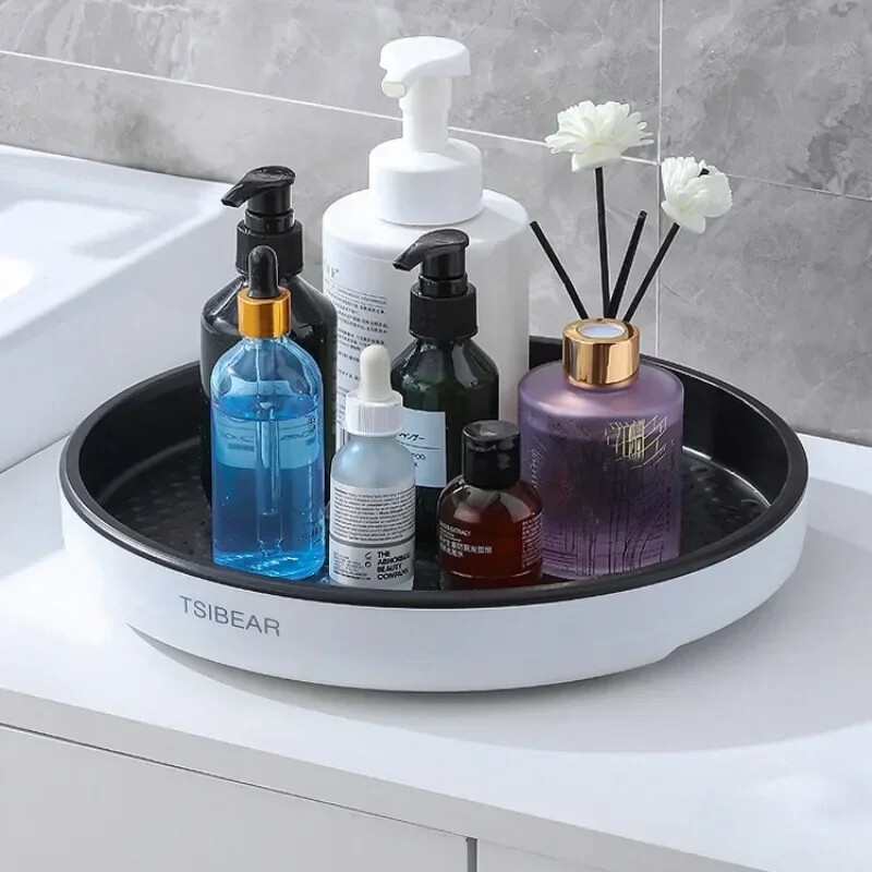 Въртяща се на 360° поставка за подправки, органайзер, шкаф, въртяща се маса, държач за подправки, кухненска табла за съхранение за кухня, баня, хладилник