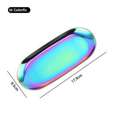 Tavă de depozitare bijuterii din oțel inoxidabil Depozitare cosmetică din metal Tort oval Tavă de desert cu fructe Farfurie pentru gustări Organizator de bucătărie Tavă cu nuci