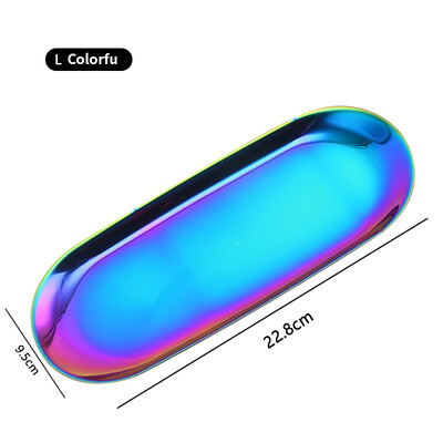 Tavă de depozitare bijuterii din oțel inoxidabil Depozitare cosmetică din metal Tort oval Tavă de desert cu fructe Farfurie pentru gustări Organizator de bucătărie Tavă cu nuci